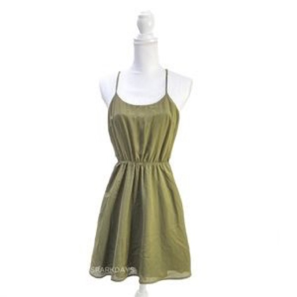 Vera Wang Olive Strappy Mini Blouson Dress